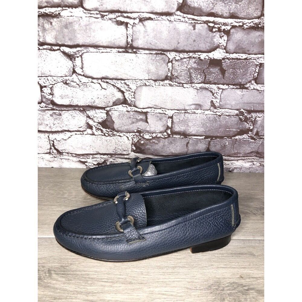 Guido Navy Blue Leather Slip On Horsebit Loafers Flats Shoes Women Sz 9M US/40EU